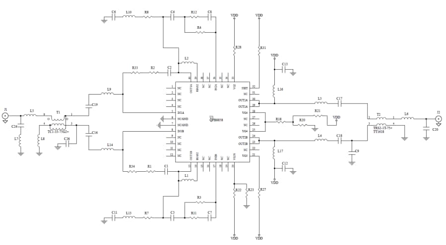 Applikations-Schaltungsdiagramm - Qorvo QPB8858 HF-Verstärker